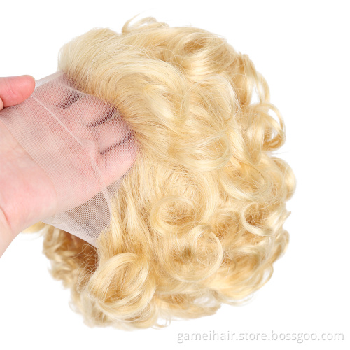 150% Density Brazilian Remy Curly Wig For Black Women Curly Brazilian Remy  Hair 13x1 Lace Wigs Short Blond Pixie Human Hair